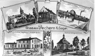 Krauschwitz-Pechern. Ortsansichten, Ansichtskarte, um 1920, Repro (RA Görlitz Postkartensammlung)