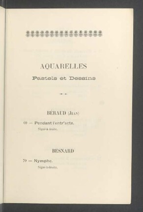 Aquarelles Pastels et Dessins