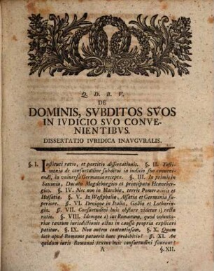 De dominis, subditos suos in iudicio suo convenientibus