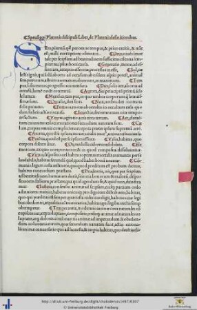 Speusippi Platonis discipuli Liber de Platonis definitionibus