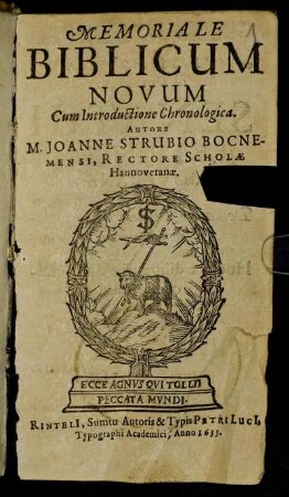 Memoriale Biblicum Novum : Cum Introductione Chronologica