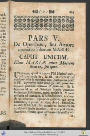 Pars V. De Operibus, seu Amore operativo Filiorum Mariae.