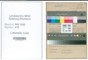 Entnazifizierung Luise Lutterbeck , geb. 01.03.1912 (Amtsangestellte)
