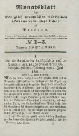 No 1-3. Januar bis März 1842.
