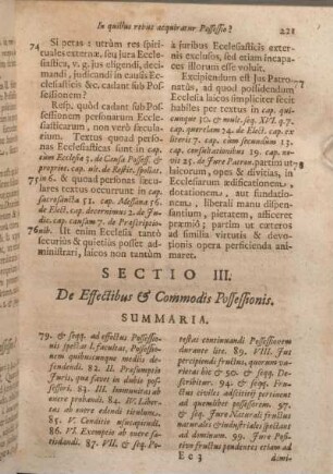 Sectio III. De Effectibus & Commodis Possessionis.