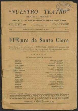 1939007700: El cura de Santa Clara : farsa cómica en tres actos