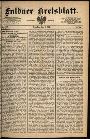 Ausgabe vom Dienstag, den 03. März 1885.