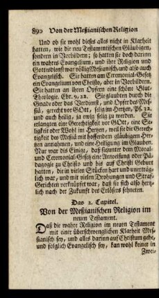 Das 2. Capitel. Von der Meßianischen Religion im neuen Testament.