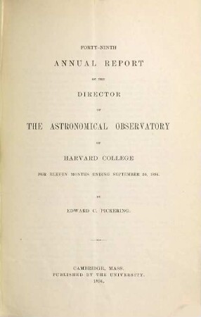 Annual report : presented to the visiting committee. 49. 1894