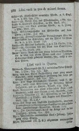 Libri varii in Quarto. - Libri varii in Folio.