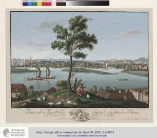 Première vue du Palais Neuf de Sanssouci de la Gallerie des Tableaux et ses Environs, prise de la Montagne de la Brasserie vis a vis de Sanssouci.