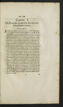 Caput I. De Fundis, quatenus hic in considerationem veniant.