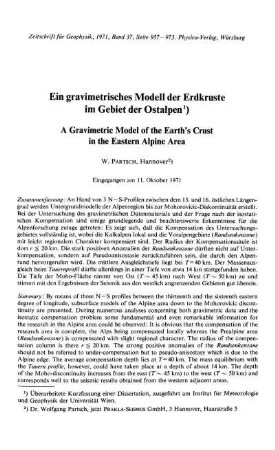 Ein gravimetrisches Modell der Erdkruste im Gebiet der Ostalpen