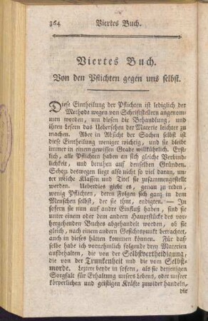Viertes Buch. Von den Pflichten gegen uns selbst