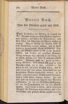 Viertes Buch. Von den Pflichten gegen uns selbst
