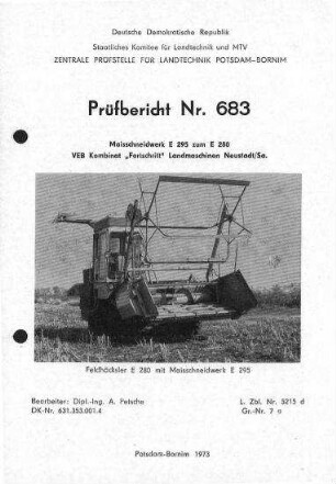 Maisschneidwerk E 295 zum E 280
