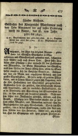 Fünfter Abschnitt. Geschichte des Königreichs Macedonien nach dem Tode Alexanders ...