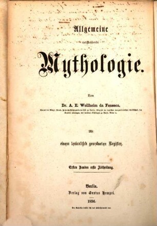 Allgemeine vergleichende Mythologie : mit einem lexicalisch geordneten Register, 1,1. Mythologie des alten Indien