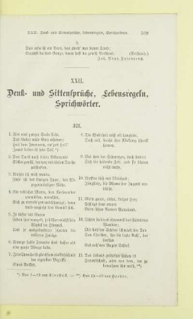 XXII. Denk- und Sittensprüche, Lebensregeln, Sprichwörter
