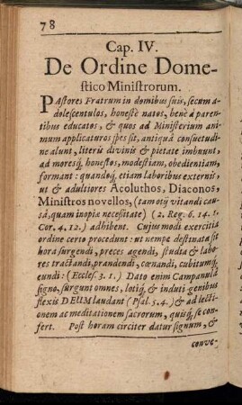 Cap. IV. De Ordine Domestico Ministrorum.