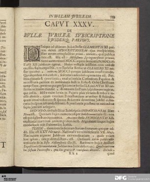 Capvt XXXV. De Bvllæ Jvbileæ Svbscriptione Ejvsdemq. Partibvs.