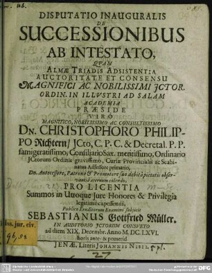 De successionibus ab intestato : disputatio inauguralis