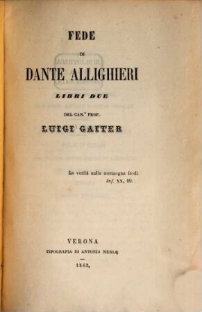 Fede di Dante Allighieri Libri due