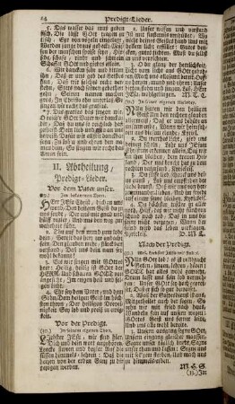 II. Abtheilung/ Predigt-Lieder.