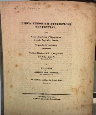 Circa theoriam statistices sententiae