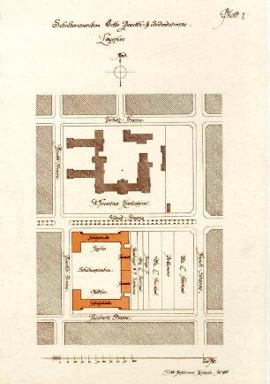 Strieder, Wilhelm. Schulhausneubau Ecke Boeckhstraße/Südendstraße