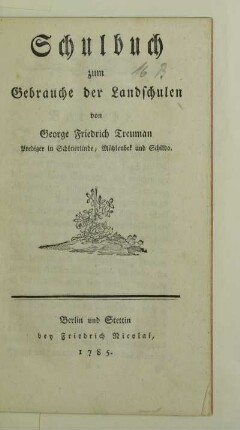 Schulbuch zum Gebrauche der Landschulen