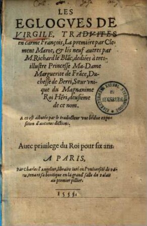Les eqlogues de Virgile