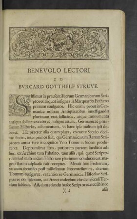 Benevolo lectori S.D.