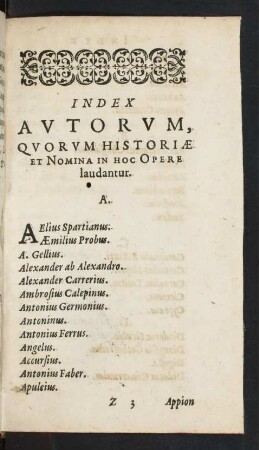 Index Autorum, Quorum Historiae Et Nomina In Hoc Opere laudantur.