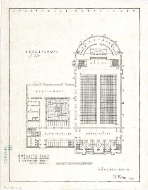 Fischer, Theodor; Nördlingen; Stadthalle - Grundriss EG