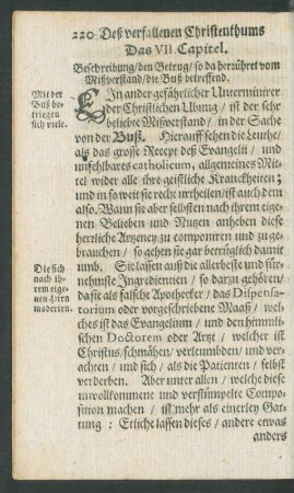 Das VII. Capitel. Beschreibung/ den Betrug/ so da herrühret vom Mißverstand/ die Buß betreffend.