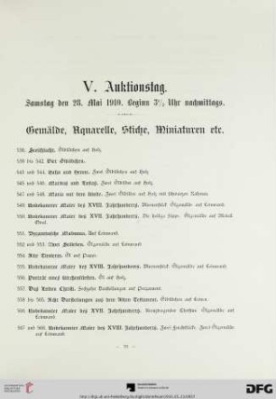 Gemälde, Aquarelle, Stiche, Miniaturen etc. (Nr. 538-723)