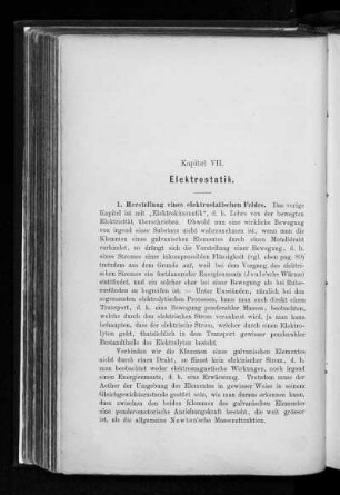 Kapitel VII. Elektrostatik.