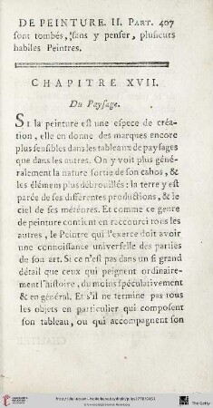 Chap. XVII. : Du Paysage