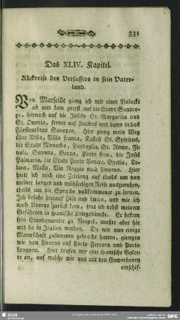 Das XLIV. Kapitel. Rückreise des Verfassers in sein Vaterland