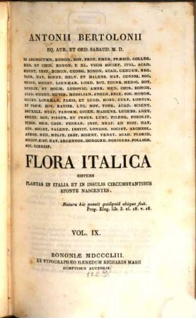 Flora italica : sistens plantas in Italia et in insulis circumstantibus sponte nascentes. 9. Syngenesia-Gynandria. - 1853
