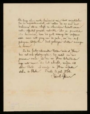 Brief von Jacob Grimm an Luise Gies