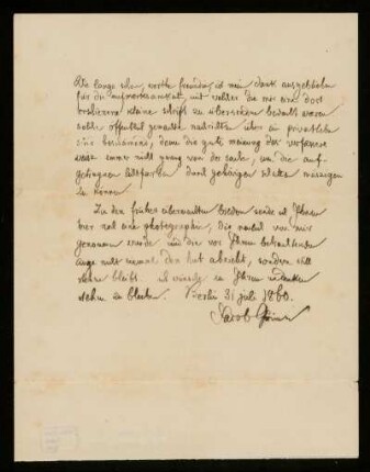 Brief von Jacob Grimm an Luise Gies