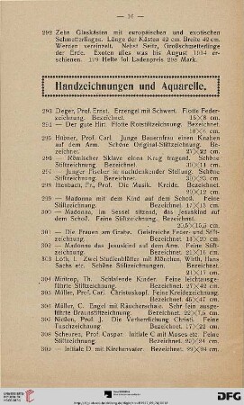 Handzeichnungen und Aquarelle (Nr. 293-321)