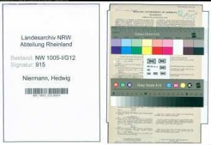 Entnazifizierung Hedwig Niermann , geb. 29.06.1908 (Postbeamtin)