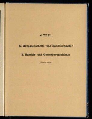 Genossenschafts- und Handelsregister, Handels- und Gewerbeverzeichnis