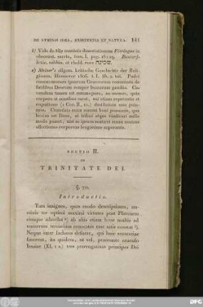 Sectio II. De Trinitate Dei.
