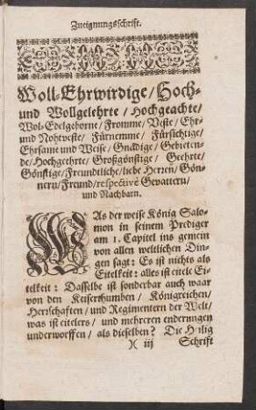 Zueignungsschrift.