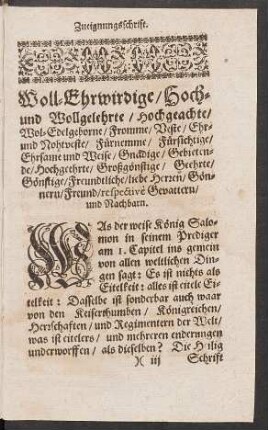 Zueignungsschrift.