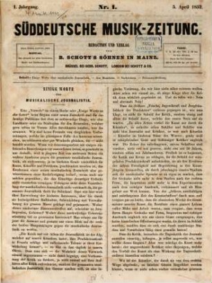 Süddeutsche Musik-Zeitung. 1. 1852